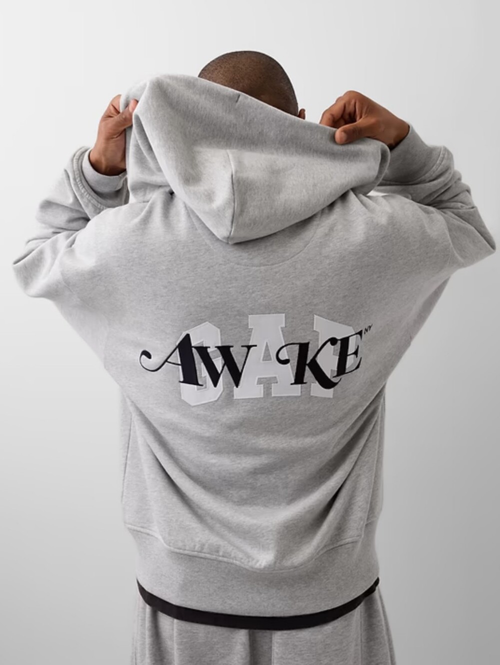 GAP X Awake NY Heavyweight Oversized Logo Zipped Cotton Blend Hoodie Gray